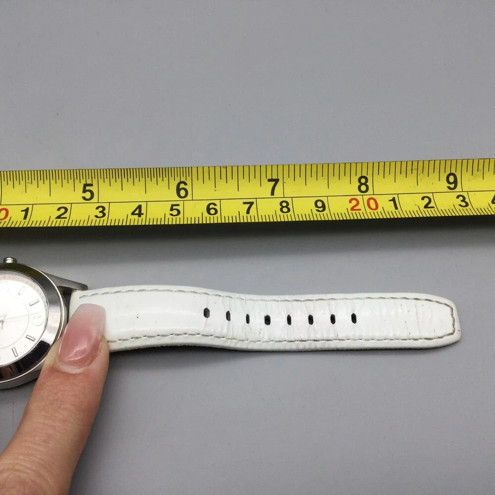 DKNY Womens Watch 32mm Silver Tone White Leather 5 ATM Stainless New Battery